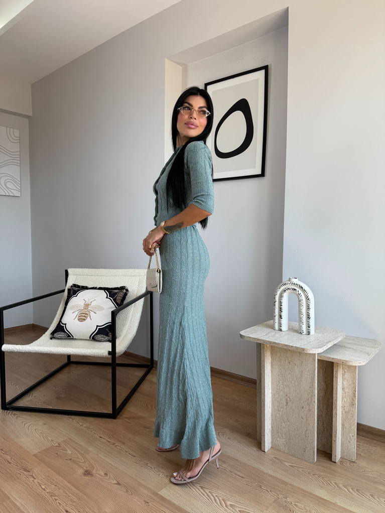 YEŞİL SİMLİ İNCE TRİKO HIRKA ETEK TAKIM (ASTARSIZ)