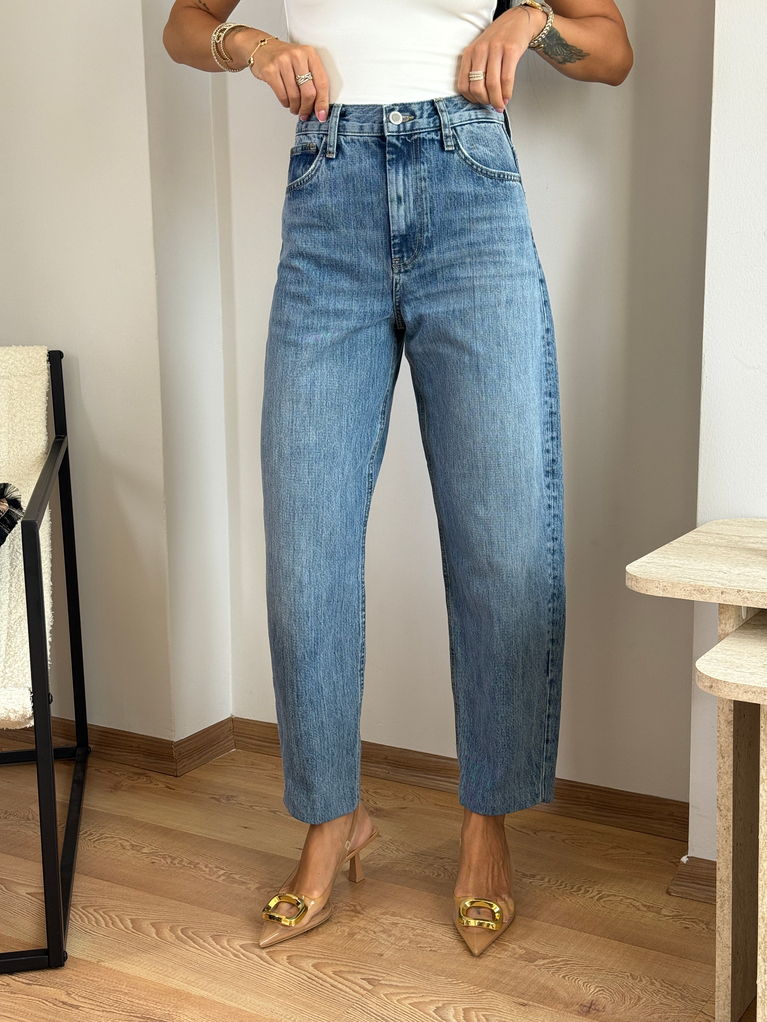 YÜKSEK BEL MAVİ ORJ BAGGY JEAN