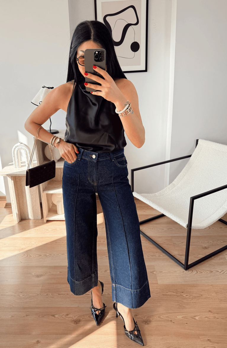ZARA KISA DOUBLE PAÇA DETAYLI JEAN PANTOLON