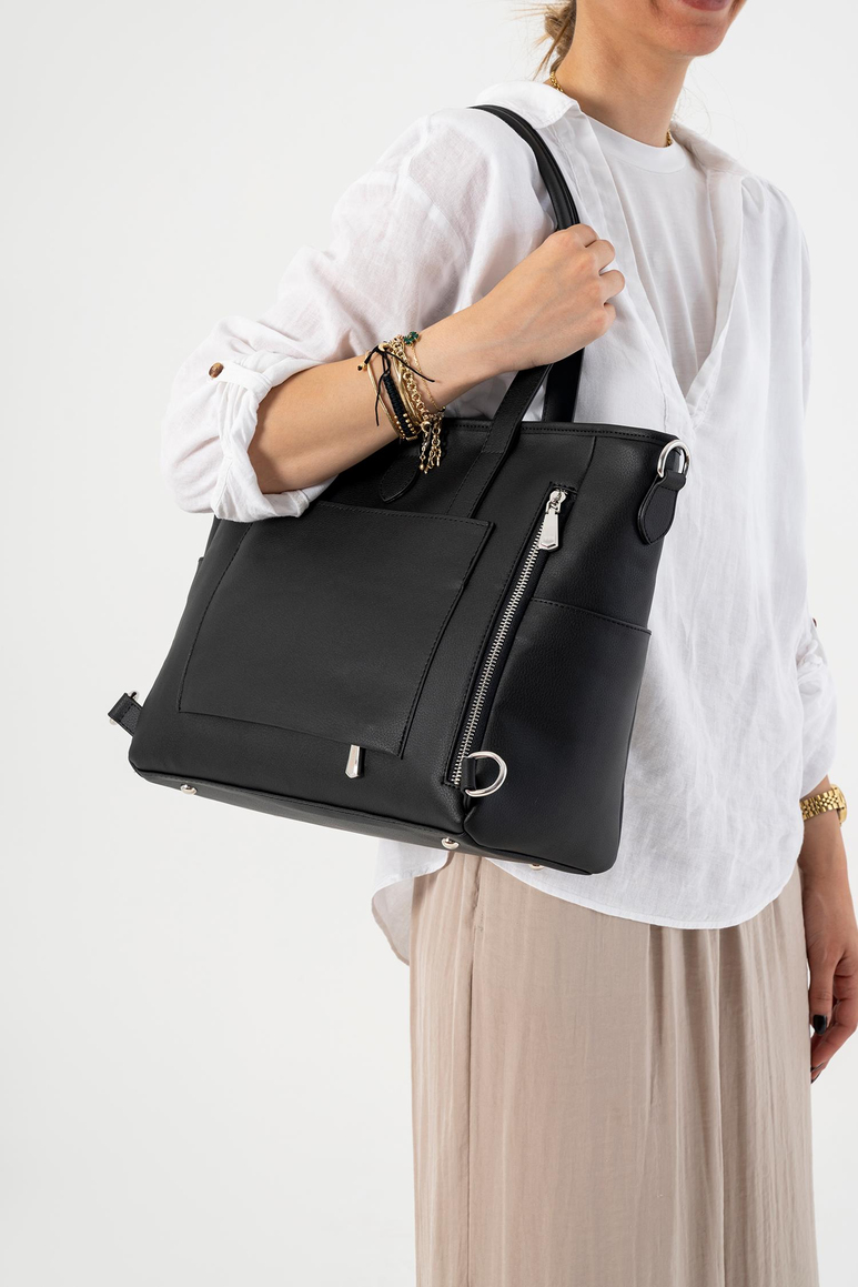 Luna Bebek Bakım Tote Omuz Çantası Seti (Vegan Deri)