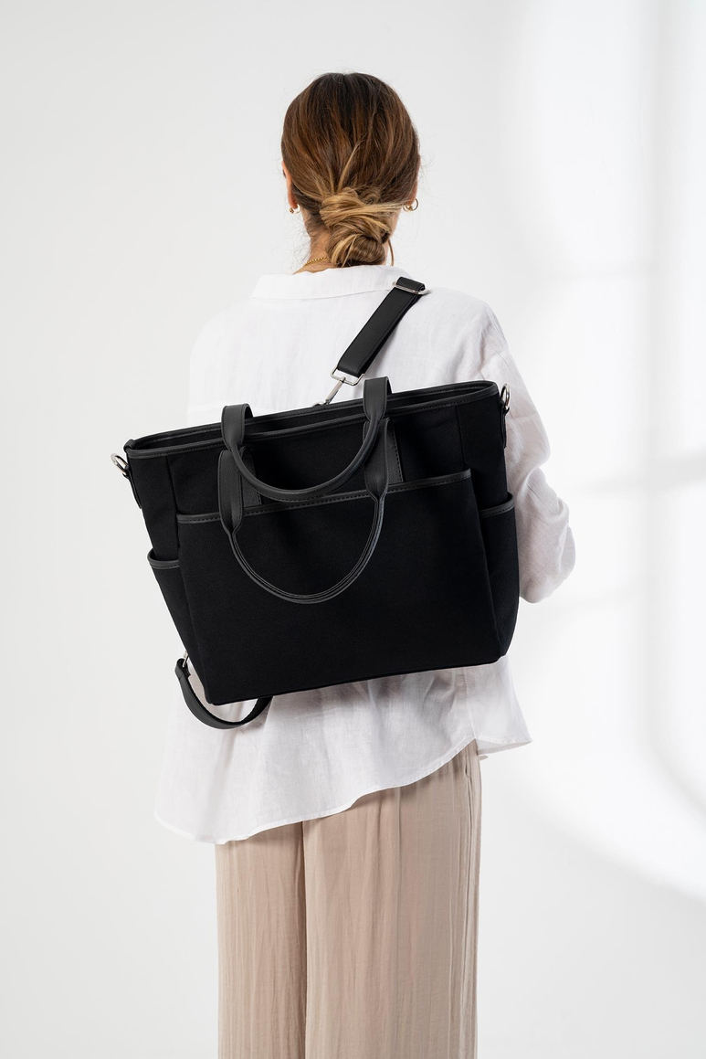 Luna Bebek Bakım Tote Omuz Çantası Seti (Kanvas Kumaş)