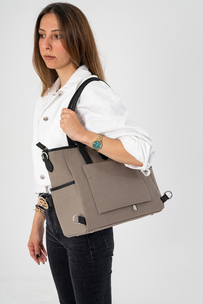 Luna Bebek Bakım Tote Omuz Çantası Seti (Kanvas Kumaş)