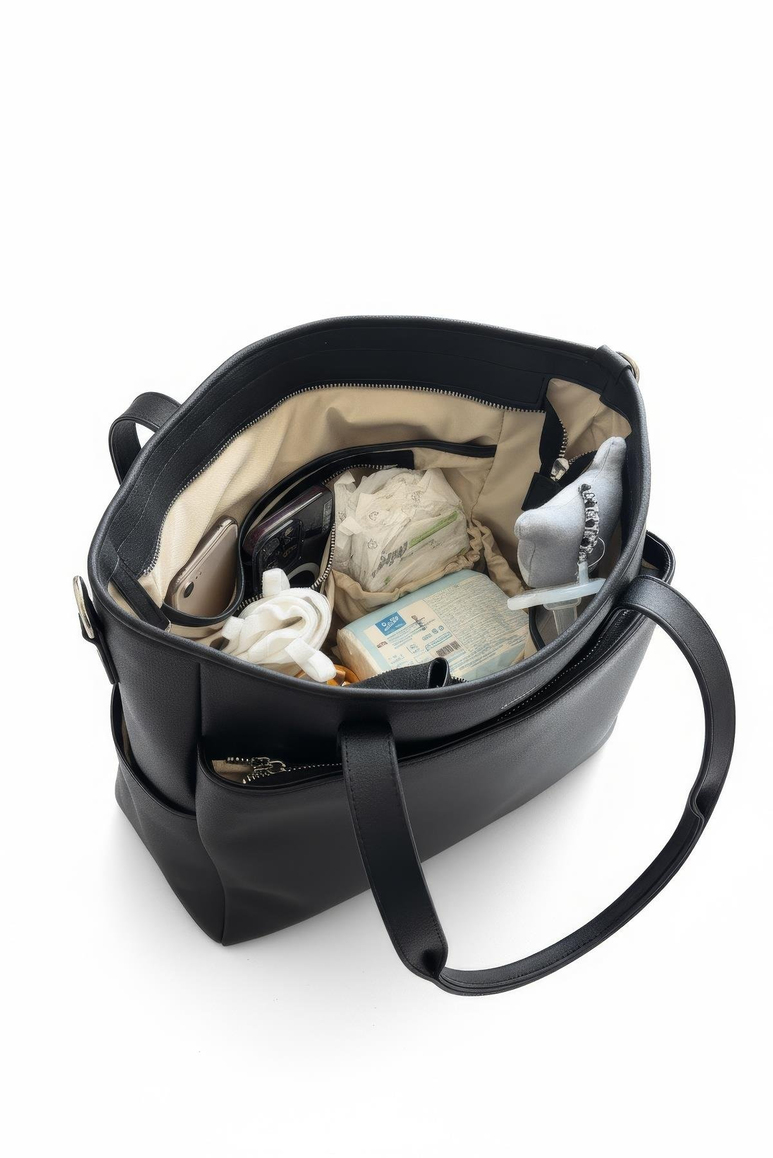 Luna Bebek Bakım Tote Omuz Çantası Seti (Vegan Deri)