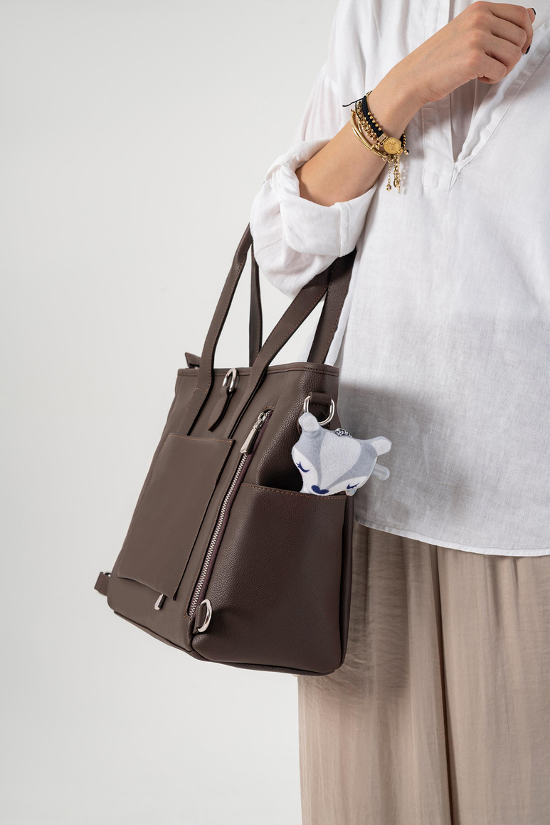 Luna Bebek Bakım Tote Omuz Çantası Seti (Vegan Deri)