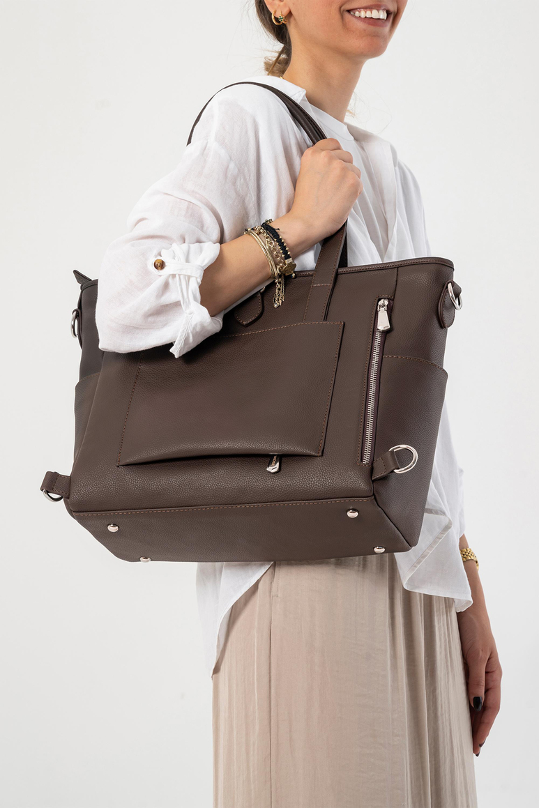 Luna Bebek Bakım Tote Omuz Çantası (Vegan Deri)