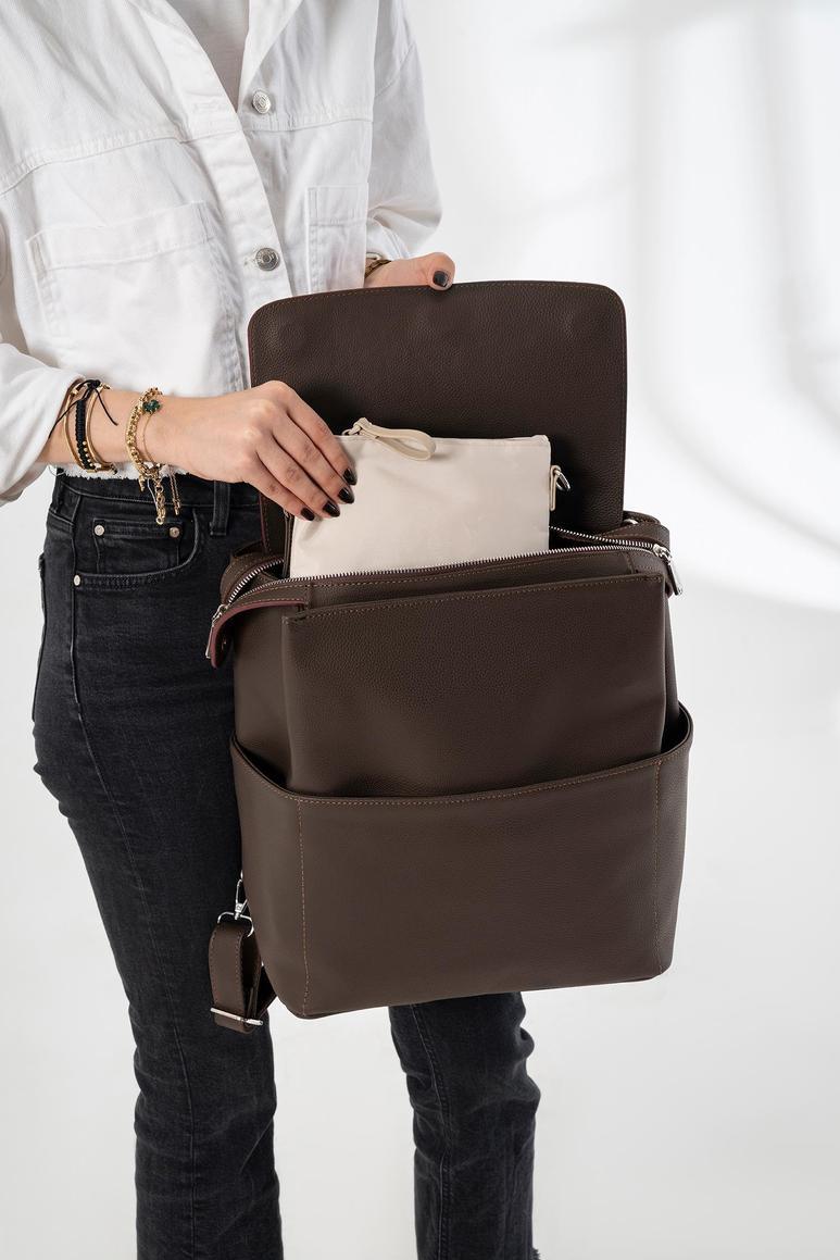 Safir Bebek Bakım Sırt Çantası Seti (Vegan Deri)