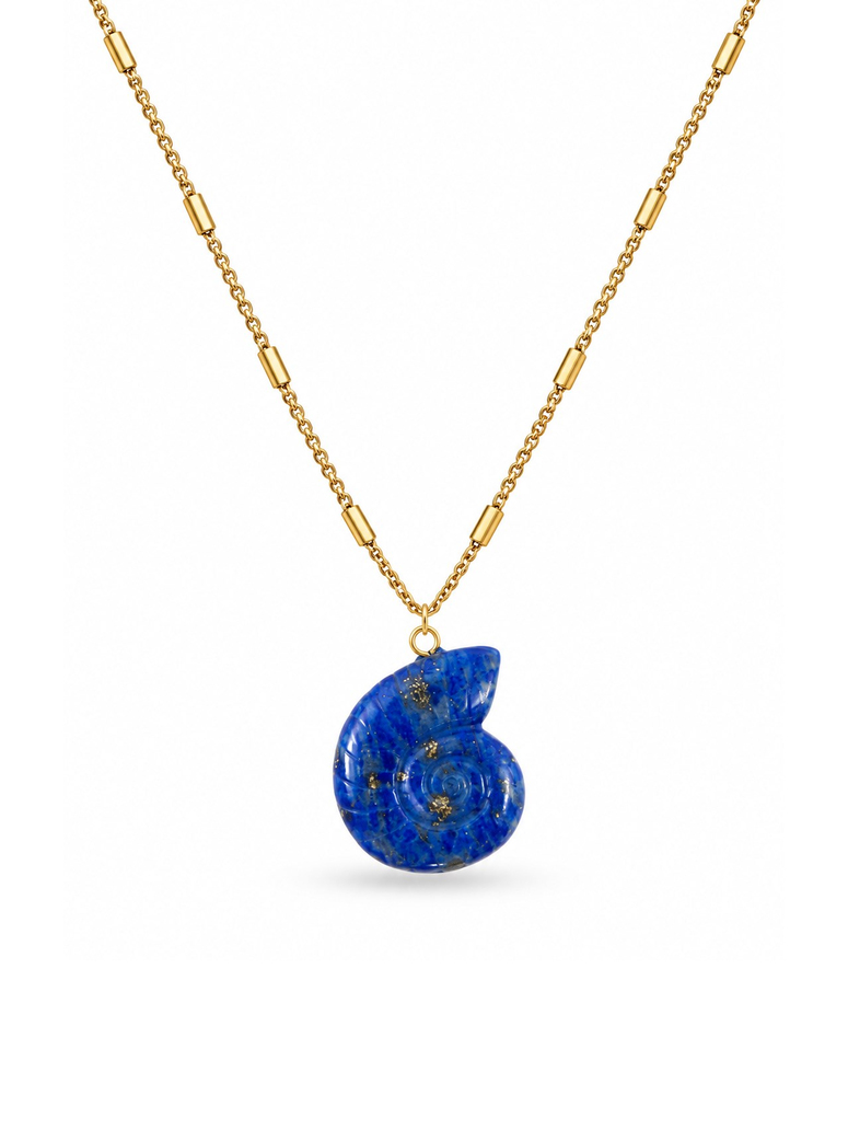 Çelik Lapis Shell Kolye
