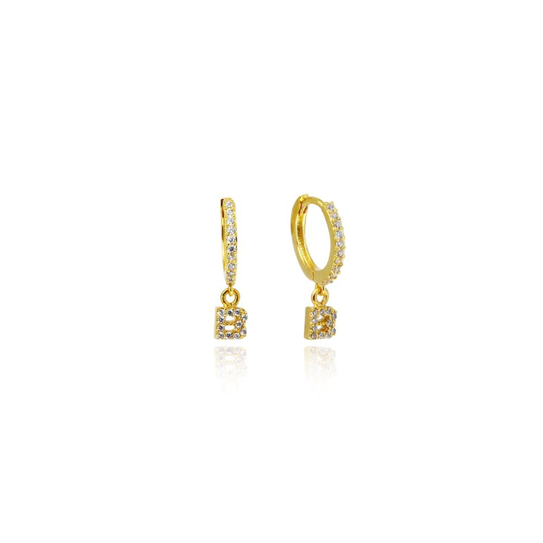 Zircon Minimal Letter Earring