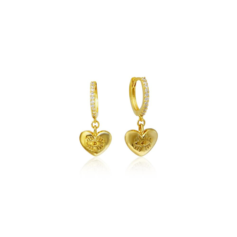 Zircon Minimal Heart Eye Earring