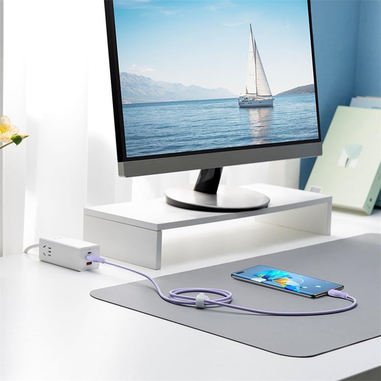 Baseus Pudding Hızlı Şarj Özellikli USB Type-C 100W Kablo 1.2M Mor
