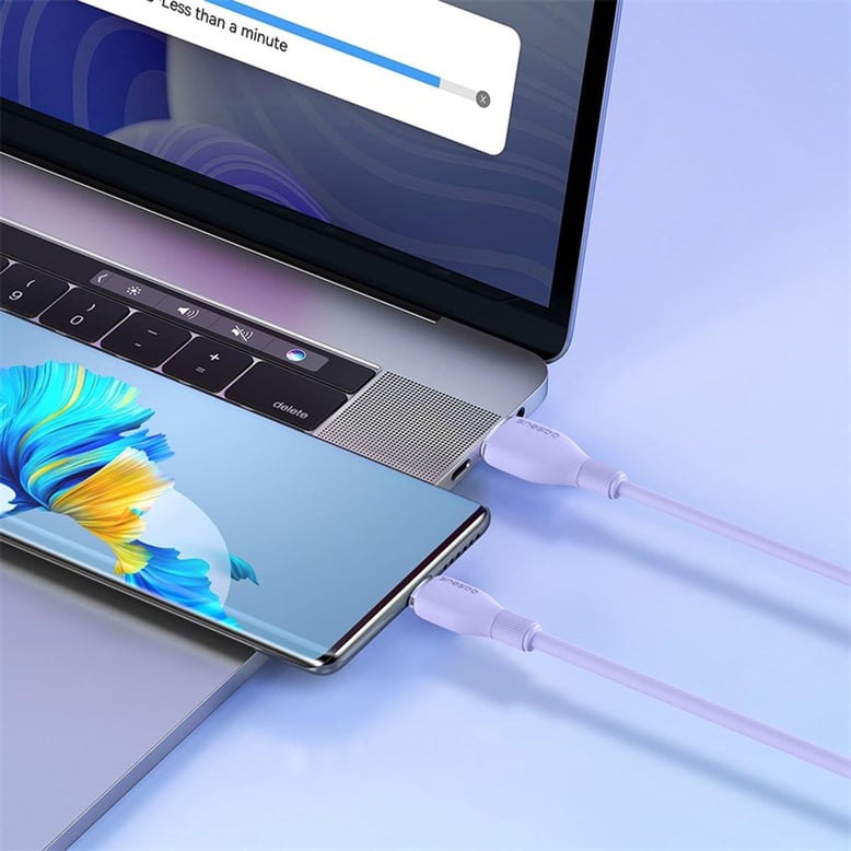 Baseus Pudding Hızlı Şarj Özellikli USB Type-C 100W Kablo 1.2M Mor
