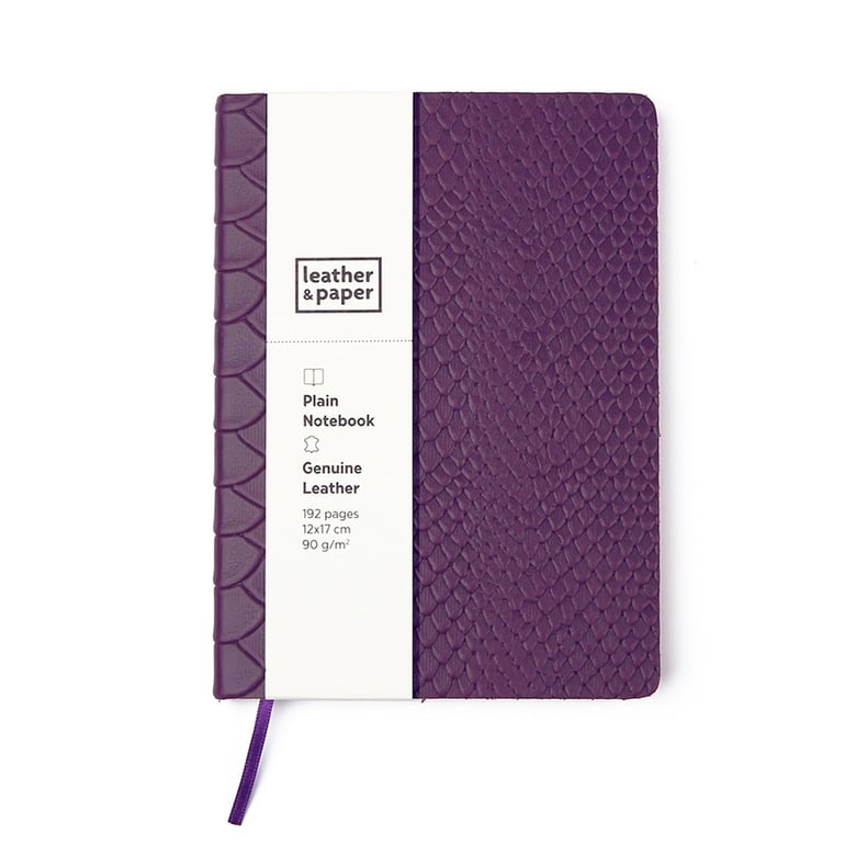 Orta Boy Mor Yılan Baskı Deri Defter 12 x 17 Çizgisiz