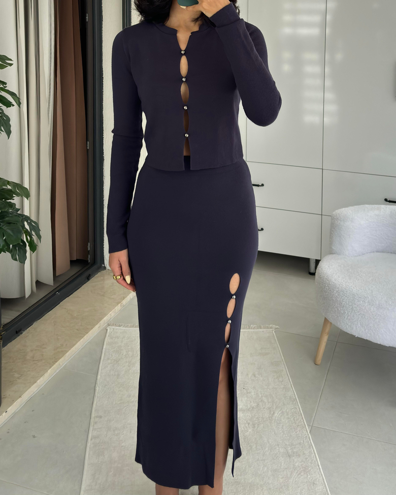 DEKOLTELİ LACİVERT TAKIM