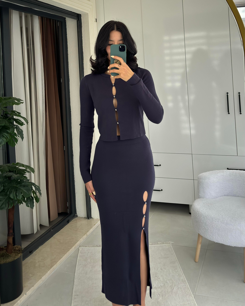 DEKOLTELİ LACİVERT TAKIM