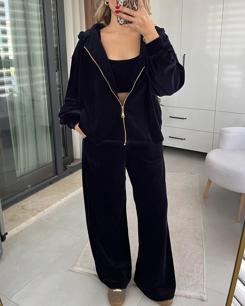 LACİVERT KADİFE PREMİUM 3'LÜ TAKIM
