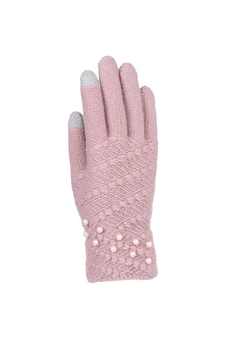 Bayan Örme Eldiven EK84401 - Gül Kurusu 