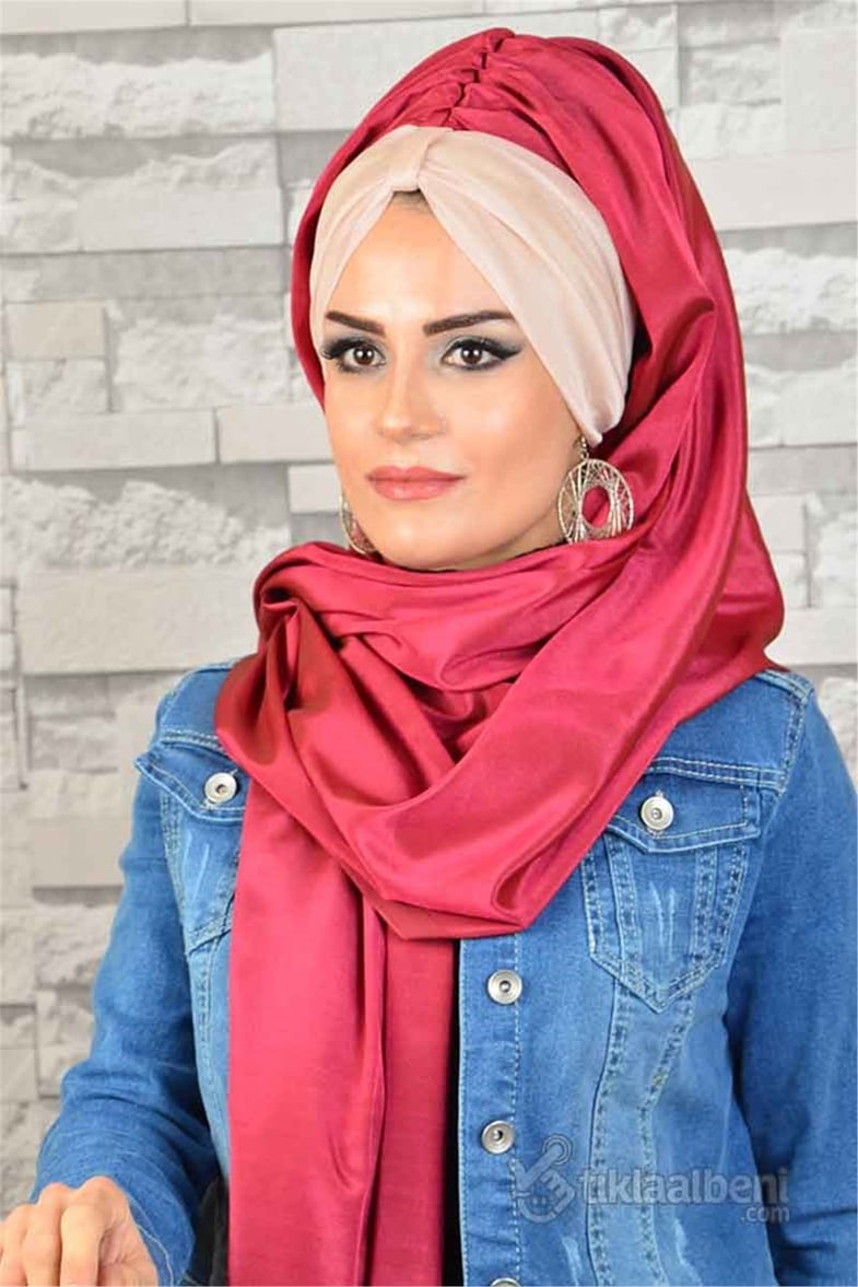 Biritli Şarabi Pudra Pratik Bone Hazır Şal bnd164