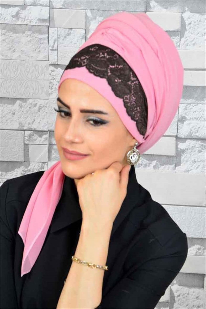 Dantelli Pudra Bone Şal d616