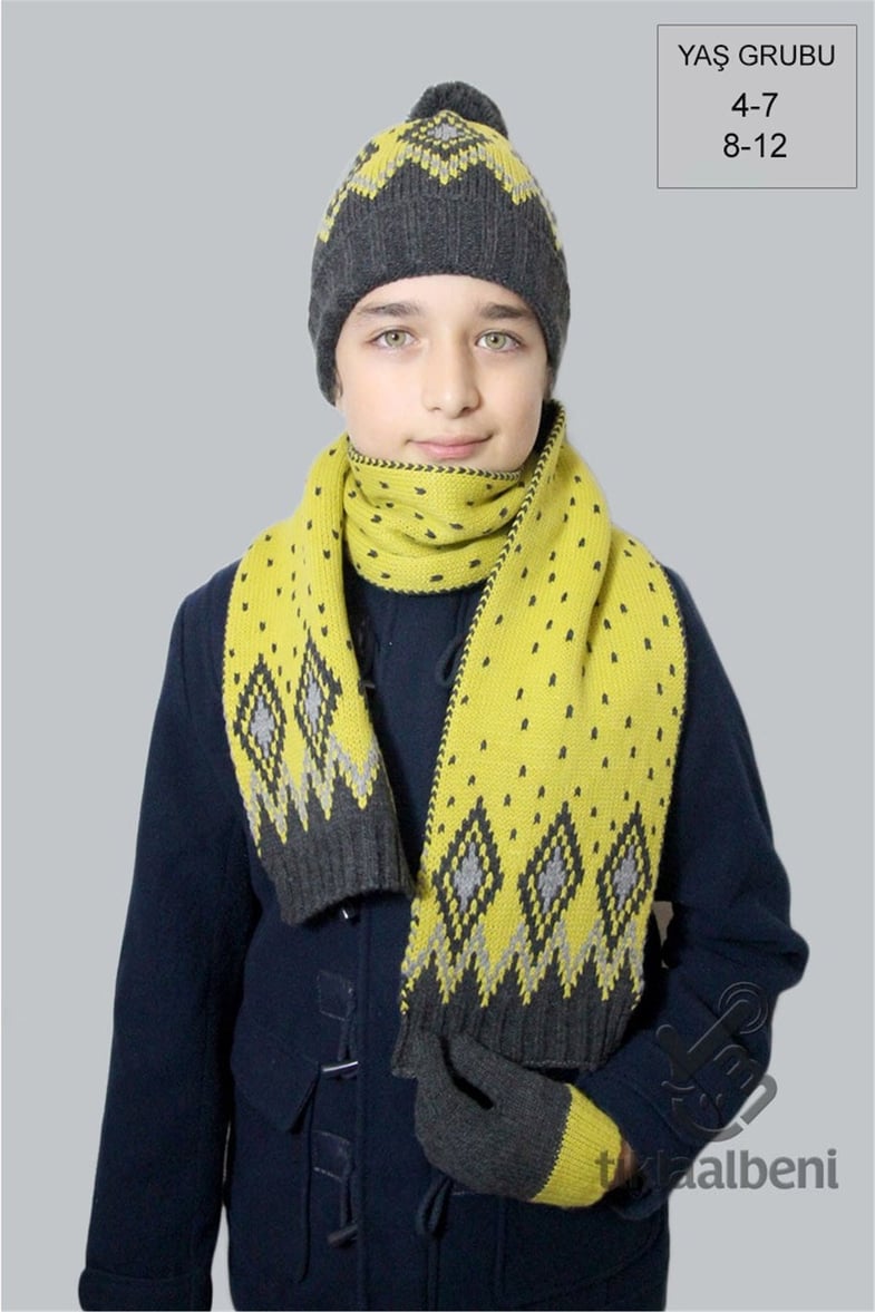 Erkek Çocuk Atkı Bere Eldiven Takımı - FO-5091