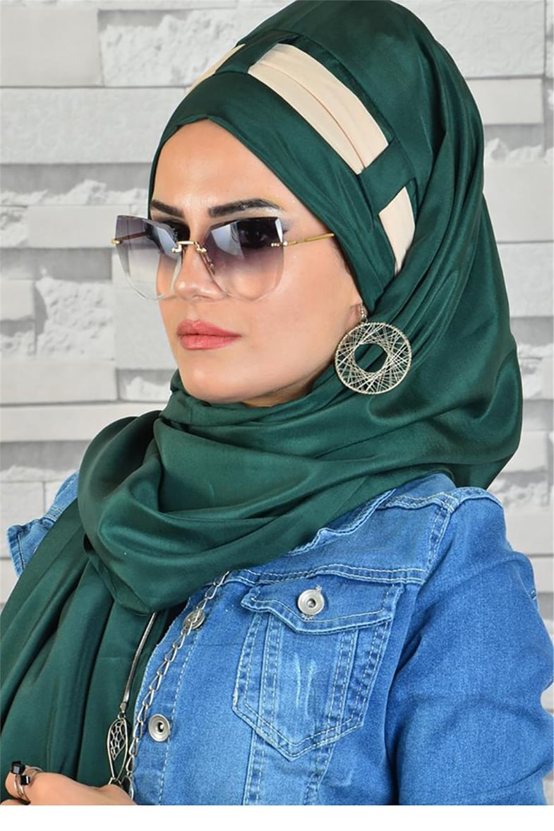 Ekru Zümrüt Hazır Türban bnd8004