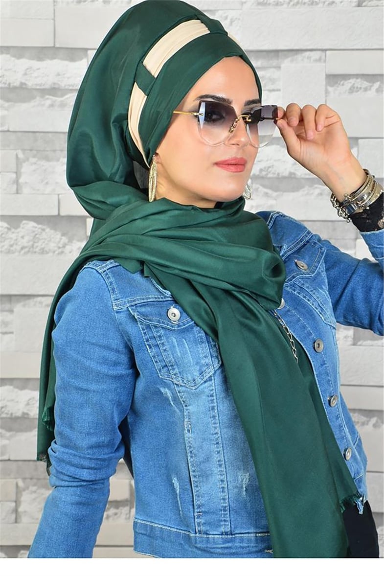 Ekru Zümrüt Hazır Türban bnd8004