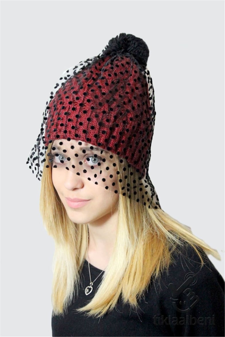 Tüllü Ponponlu Tülü Seyyar - Bere Fonem 12345-3 Bordo