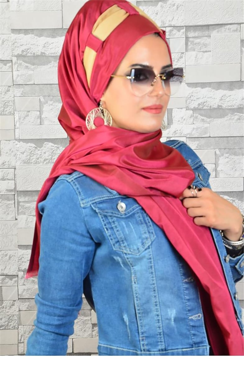 Fuşya Jakarlı Hazır Türban bnd8005