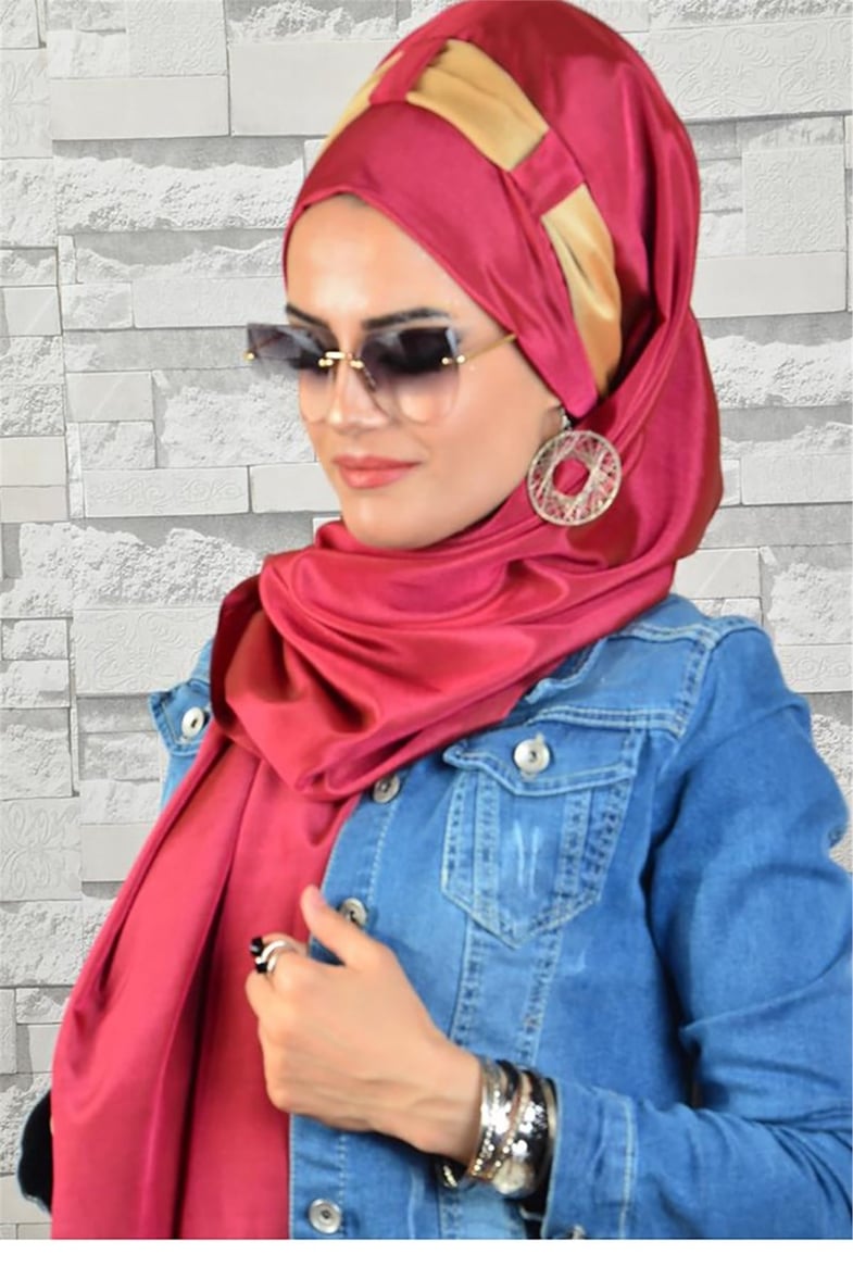 Fuşya Jakarlı Hazır Türban bnd8005