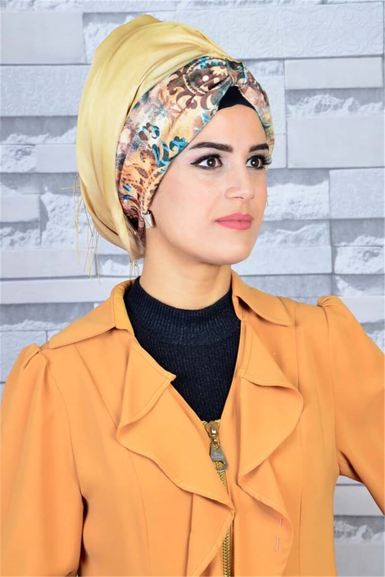 Gold Bandana Pratik Hazır Bone Şal BND018