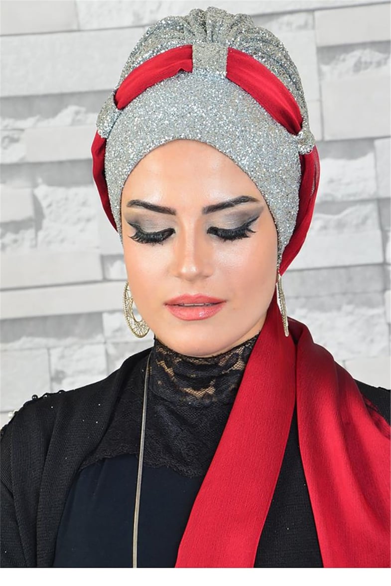 Gümüş Simli Fularlı Bone bna029