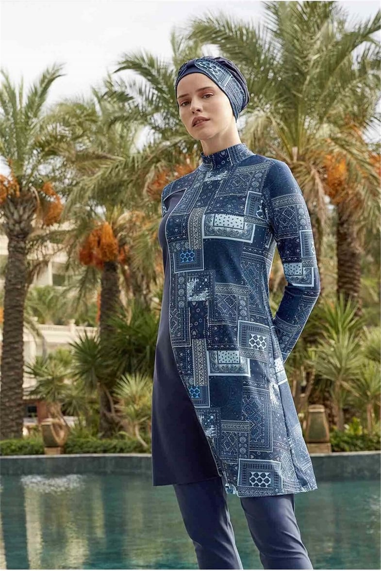 Modern Desenli Tesettür Mayo T0482