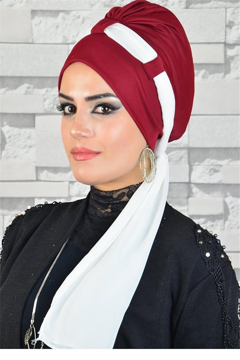 Pratik Bordo Fularlı  Bone tb2039