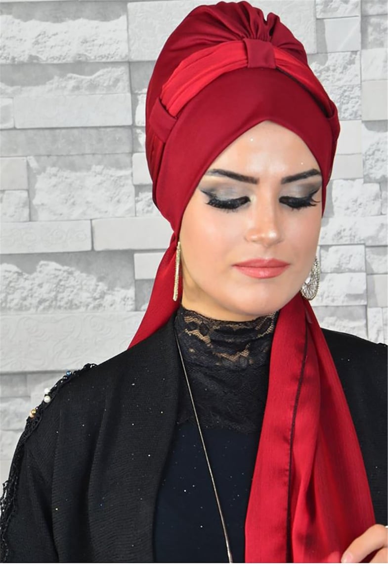 Pratik Bordo Fularlı  Bone tb2039