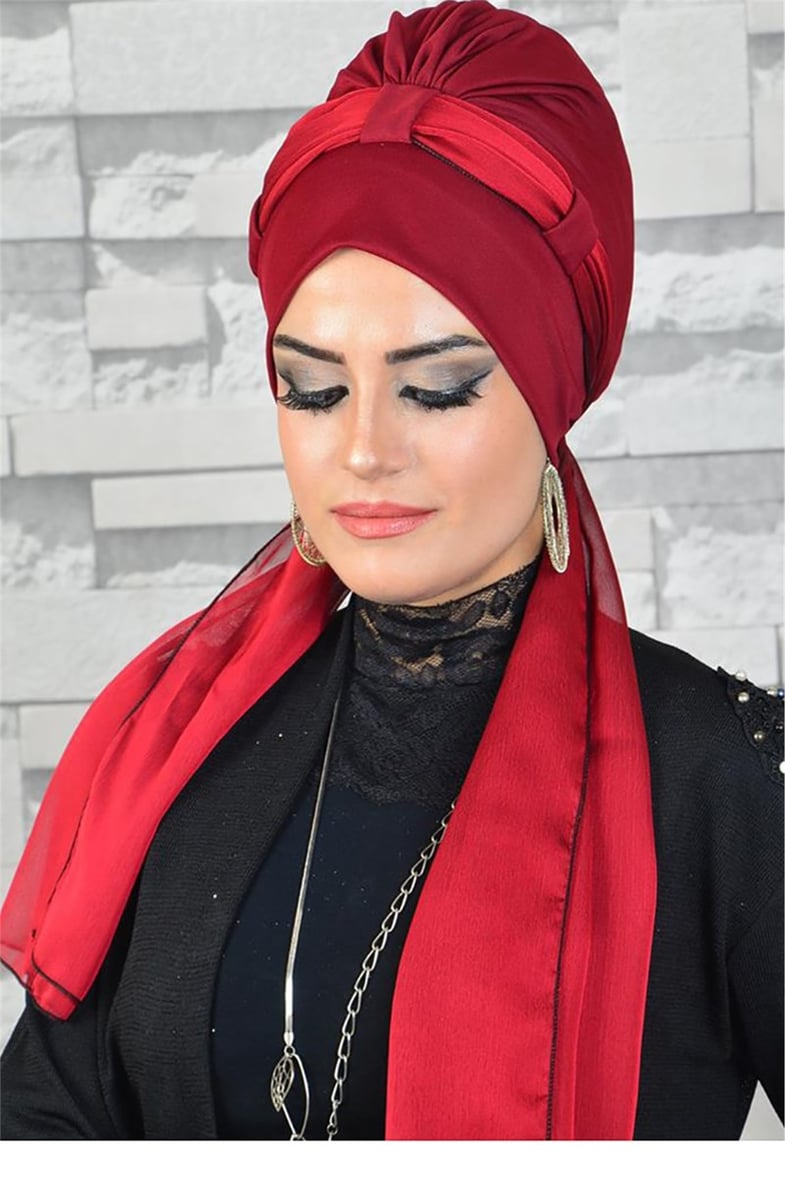 Pratik Bordo Fularlı  Bone tb2039
