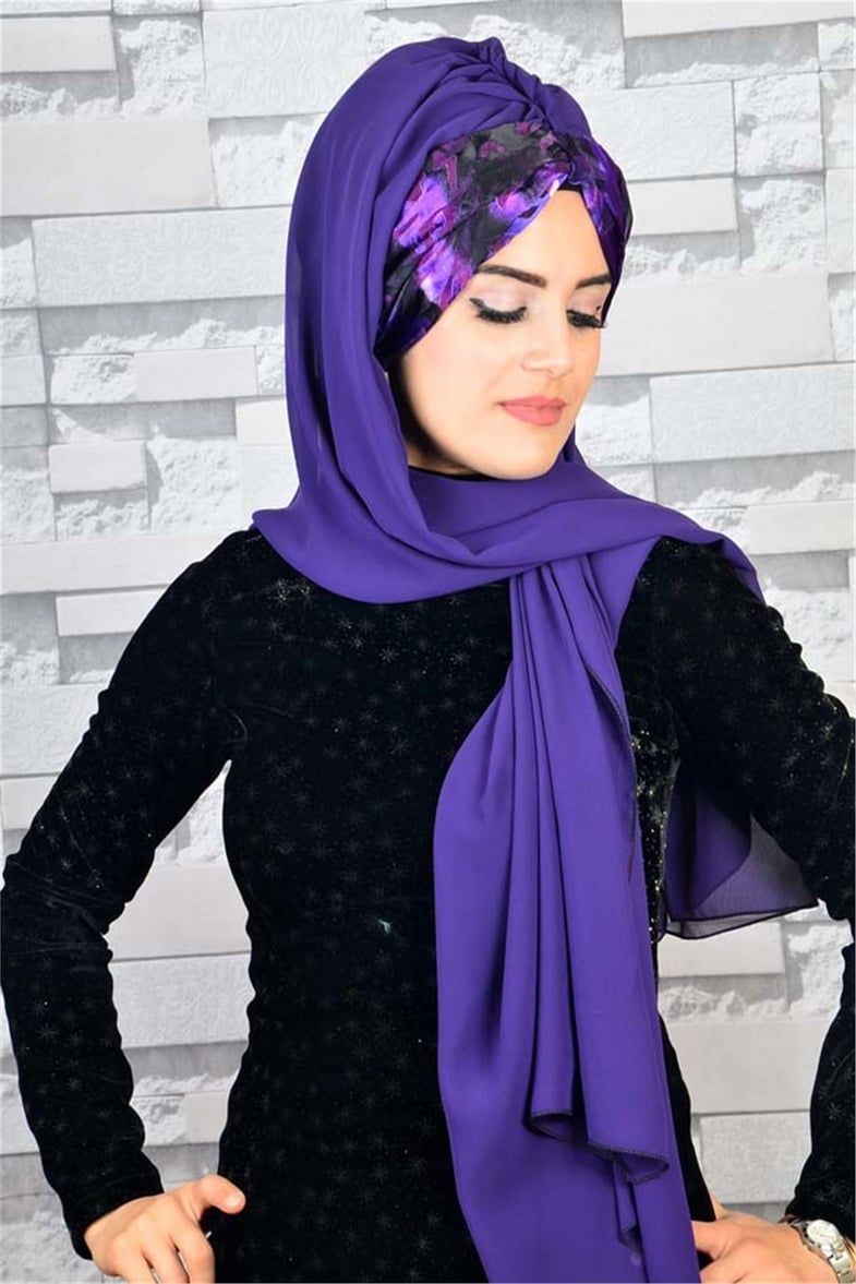 Şifon Bandana Pratik Hazır Bone Şal BND028