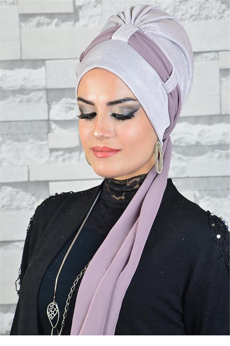 Simli Buz Beyazı Fularlı Bone bna031