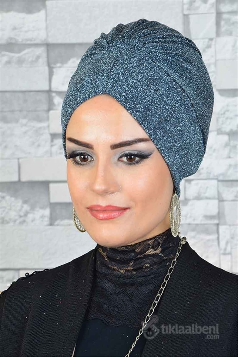Simli Büzgülü Antrasit Tesettür Bone tb2006