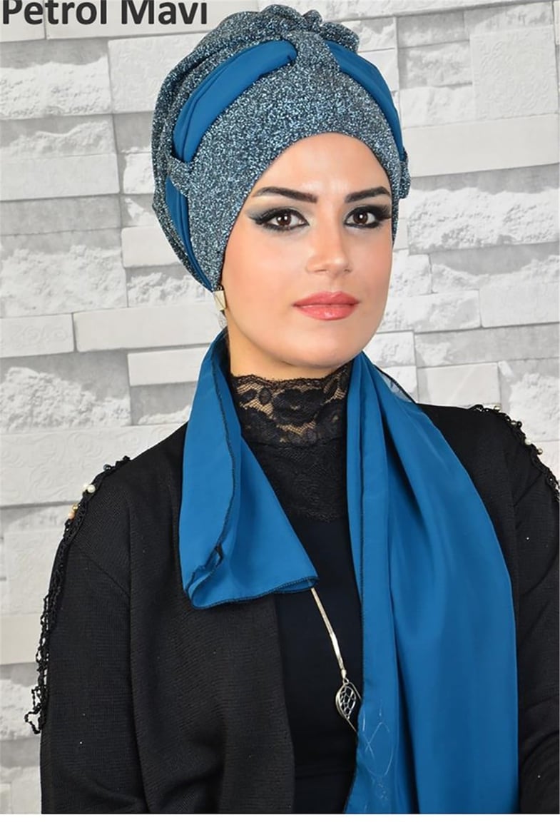 Simli Fularlı Bone bna027 Petrol Mavi