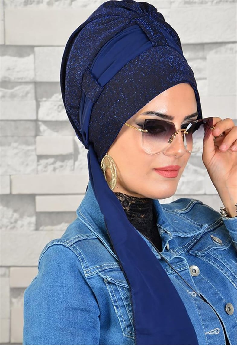 Simli Lacivert Fularlı Bone bna024