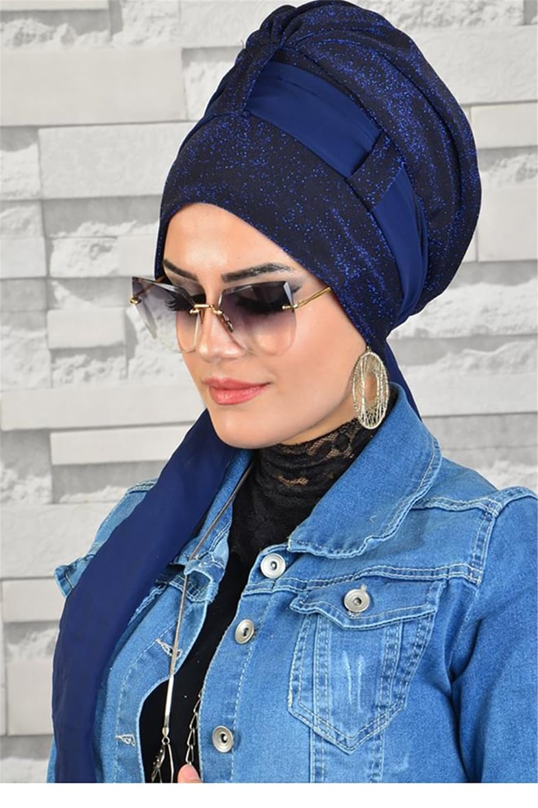 Simli Lacivert Fularlı Bone bna024
