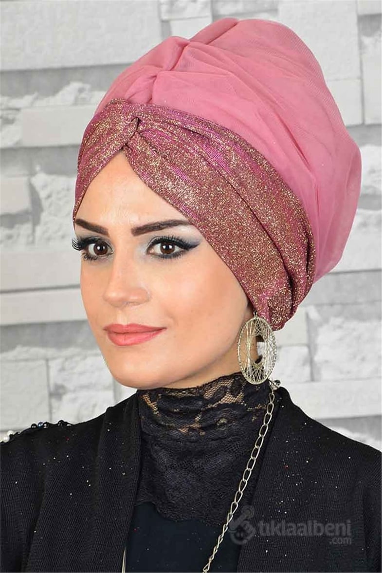 Simli Pudra Abiye Tesettür Bone hz065