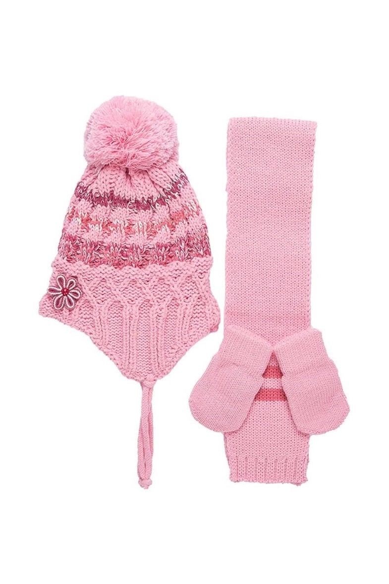 Sonny 0-18 Ayık Kız Bebek Atkı Bere Eldiven K9903 - Pembe 