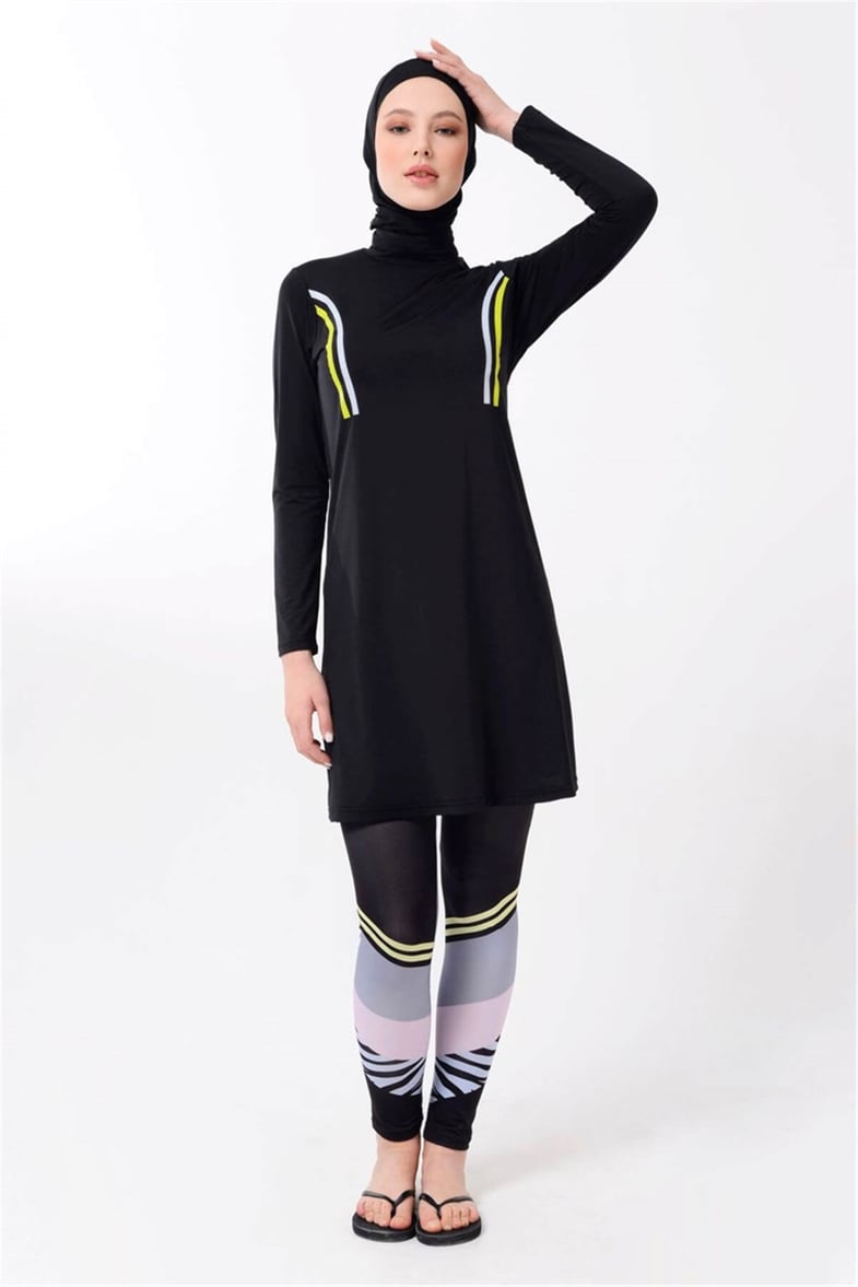 Sportif Siyah Tesettür Mayo T21622