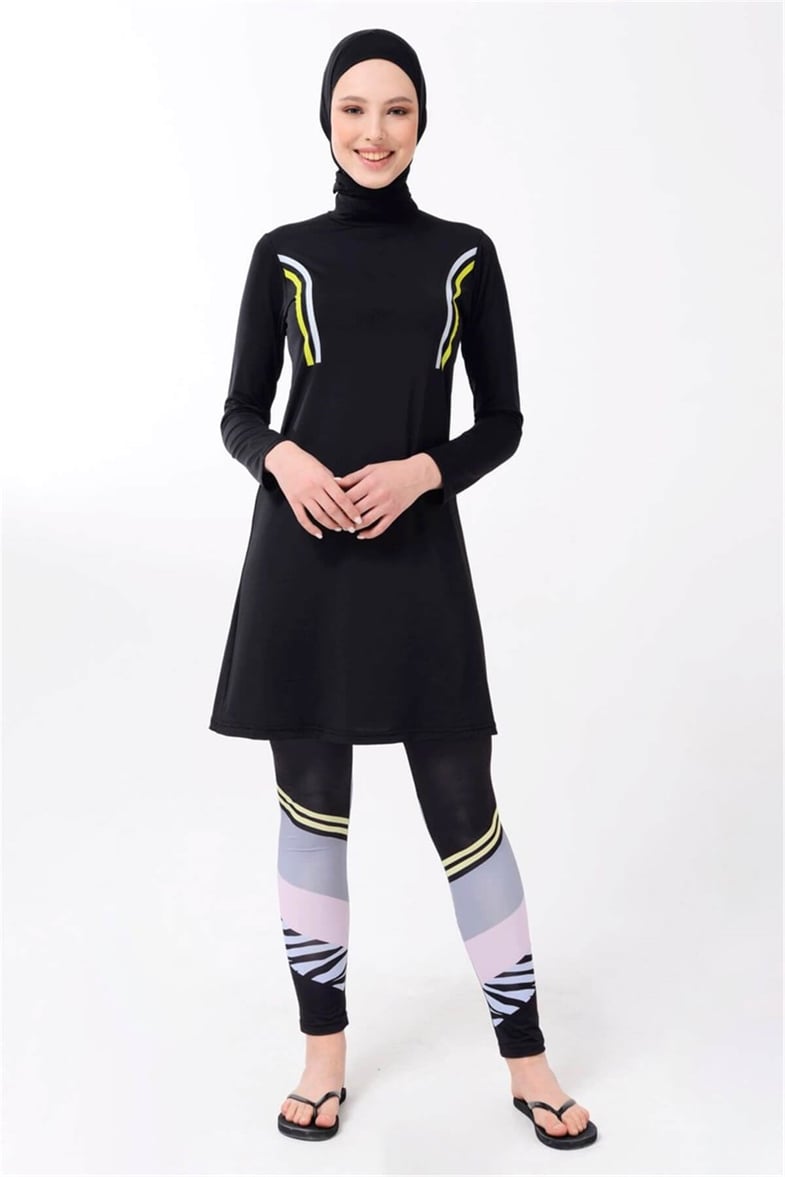 Sportif Siyah Tesettür Mayo T21622