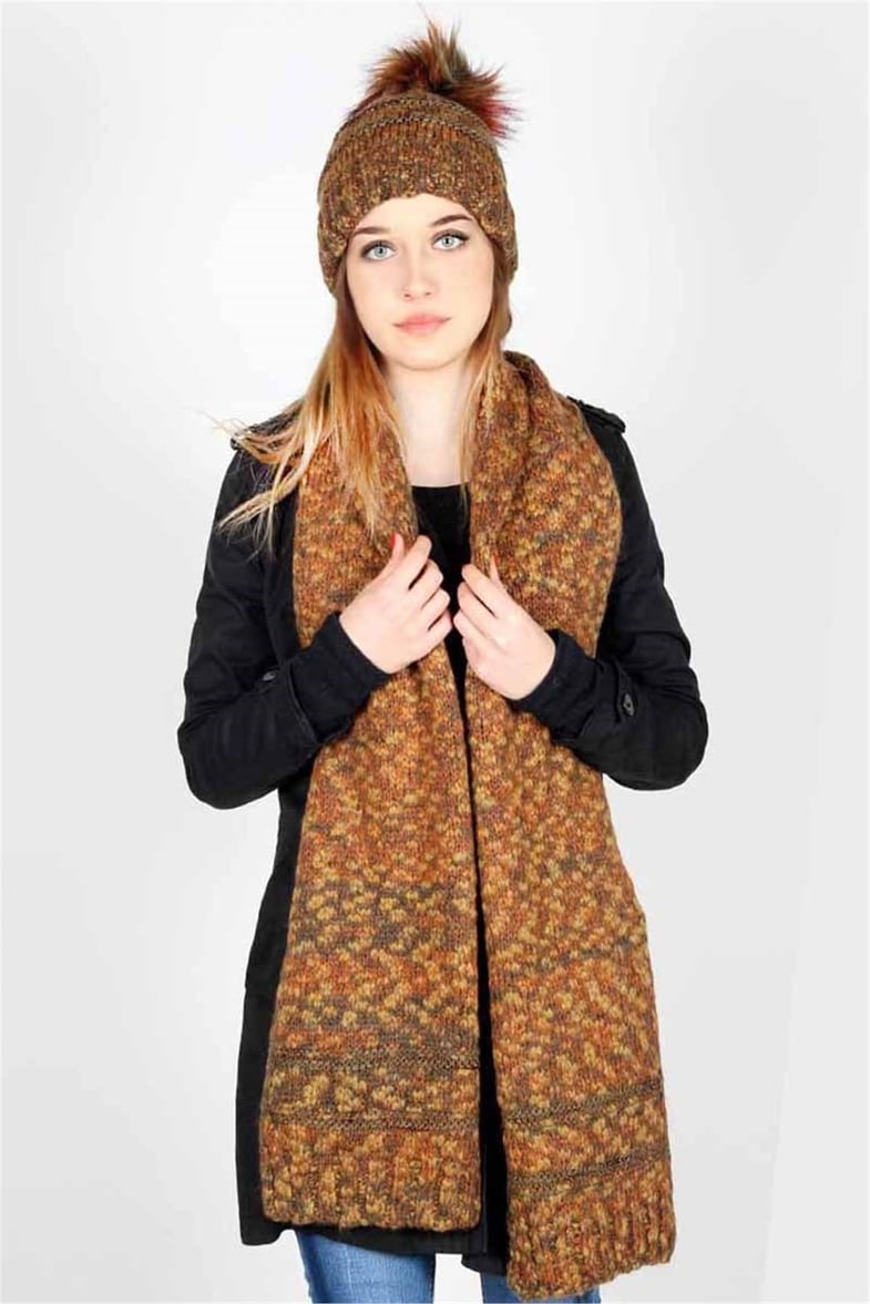 Style Bayan Atkı Bere Takımı 13579 - Kiremit