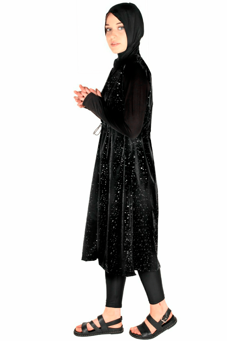 Tek Üst, 1. Kalite Veros Water Droplets Uzun Tesettür Mayo Üstü