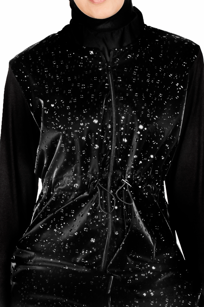 Tek Üst, 1. Kalite Veros Water Droplets Uzun Tesettür Mayo Üstü