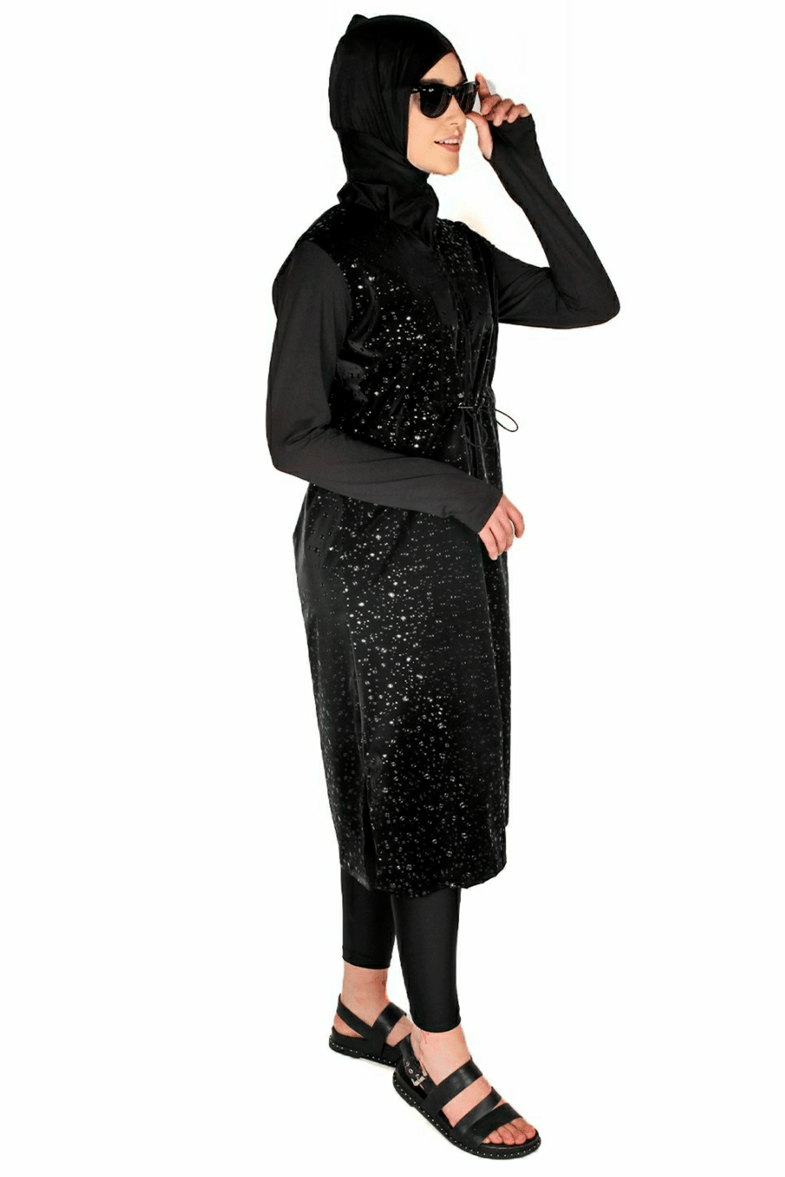 Tek Üst, 1. Kalite Veros Water Droplets Uzun Tesettür Mayo Üstü