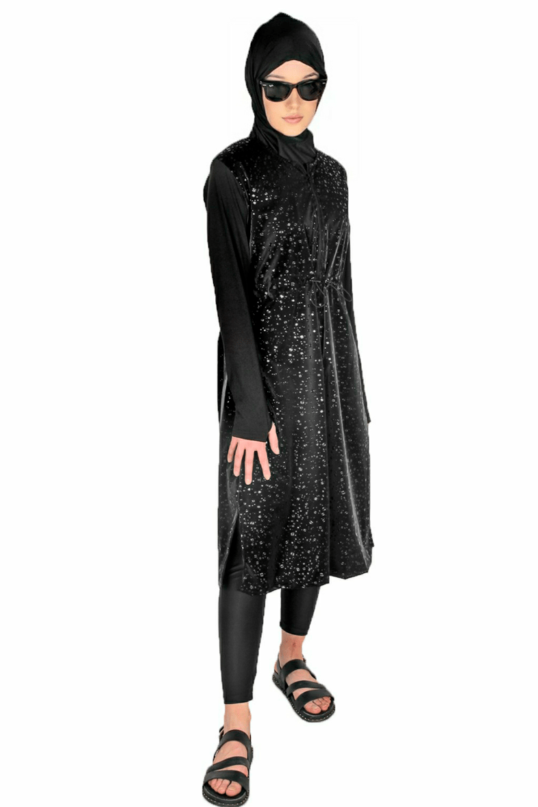 Tek Üst, 1. Kalite Veros Water Droplets Uzun Tesettür Mayo Üstü