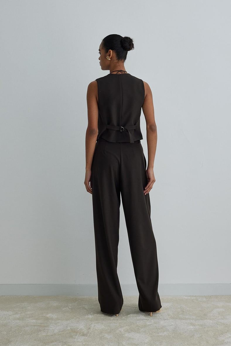 Dark Brown Mina Cropped Vest | Suud Collection